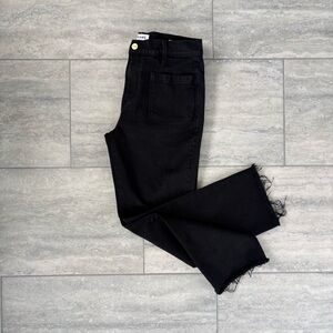 frame Women’s jeans Le Bardot Straight Black 28 Frayed Hem EUC